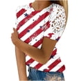 thumbnail image 1 of Camisas de Manga Corta para las Mujeres Impresión Cuello Redondo Suéter Encaje Camisa, Blusa de Verano Casual para las Mujeres, 1 of 5