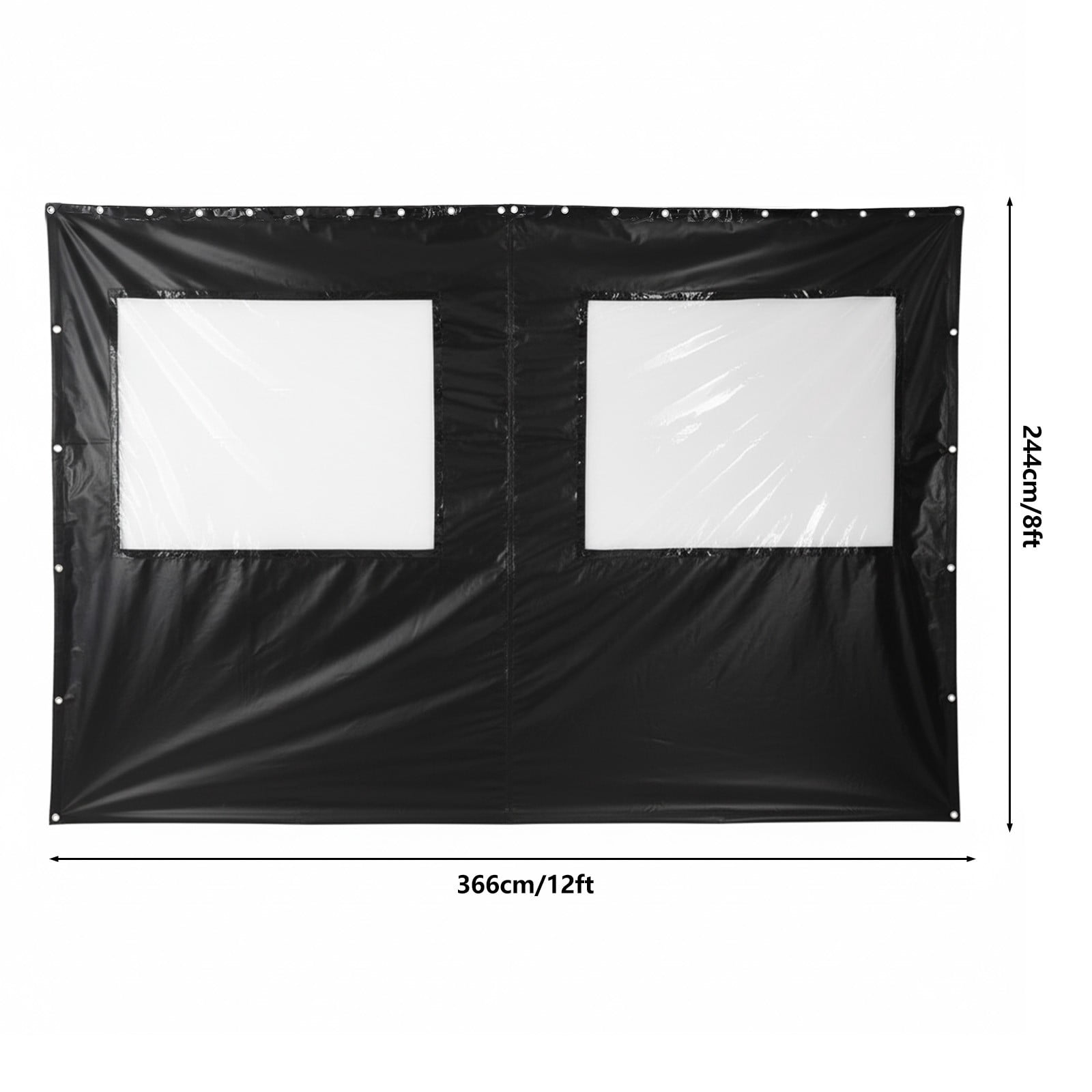 ToppiJoy 8*12ft Outdoor Pavilion Curtain, Water-Prevention Curtain with Transparent Window, for Porch, Balcony