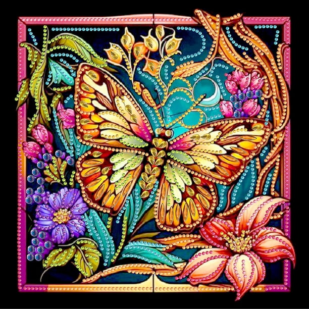 Kit Manualidades Mariposa Con Forma Especial Parcial 5D DIY 30x30cm