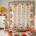 thumbnail image 3 of Shower Curtain 48"W x 72"L Autumn Thanksgiving Pumpkins Beige Fabric Shower Curtains Set with Hooks Water Repellent Bathroom Curtains Machine Washable Bathroom Accessories, 3 of 6