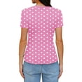 thumbnail image 3 of Women’s polka Dot tees Slim Groove Strip Short Sleeve Tops Summer Round Neck Pullover T-Shirt, 3 of 6