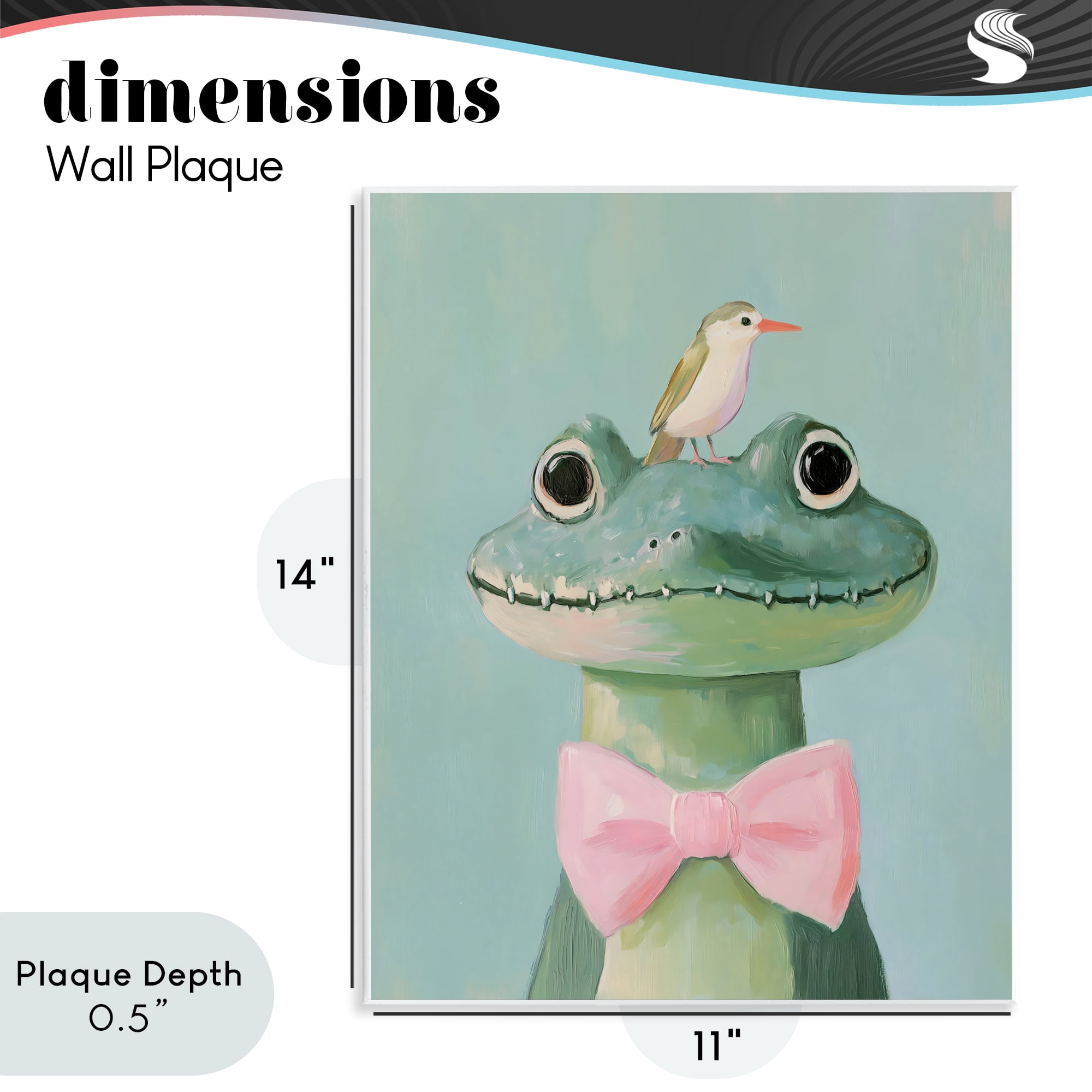 Stupell Industries Crocodile & Bird with Bowtie Wall Plaque Art, design by The Prints Vibe