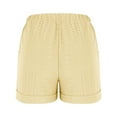 thumbnail image 5 of 2025 New Womens Athletic Shorts Casual Solid Shorts Elastic Waisted Tie Front with Pocket Soft Comfort Linen Shorts for Women Yellow, 5 of 6
