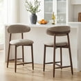 thumbnail image 4 of Mid Century Modern Kitchen Bar Stools Set of 2, Counter Height Stools with Curved Back and Wooden Frame,Upholstered Seat Camel, 4 of 10