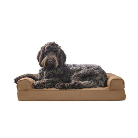 UPC: 0842229105377 | FurHaven Pet Products Quilted Memory Top Sofa-Style Pet Bed for Dogs & Cats – Toasted Brown Medium
