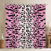 jejeloiu Abstract Leopard Print Black Out Curtains,Rustic Farmhouse Curtains Pack of 2 (42x63 Each),Pink White Black Bedroom Curtains For Girl,Microfiber Bedroom Decor