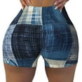 thumbnail image 2 of Fotbe Indigo Patchwork Quilt Shorts Sin Costuras – Shorts Deportivos de Cintura Alta para Mujer, Elásticos para Gimnasio, Yoga, Running o Ciclismo-Small, 2 of 8