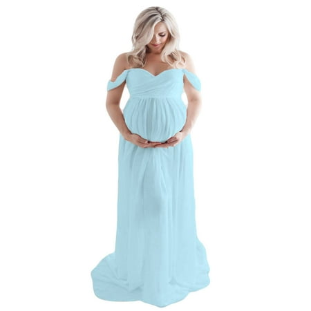 

Uerlsty Pregnant Women Off Shoulder Maxi Dress Maternity Photography Beauty Shoot Gown