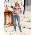 thumbnail image 3 of Cogild Halloween Sweaters for Women Fall Sweater Fair Isle Knit Pumpkin Maple Leaf Pattern Crew Neck Long Sleeve Pullover, 3 of 12