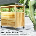 thumbnail image 5 of Outsunny Outdoor Grill Cart w/ Wheels and Storage Cabinets, Solid Wood Outdoor Kitchen Island w/ Stainless Steel Top, Integrated Hole, Natural Wood, 5 of 9
