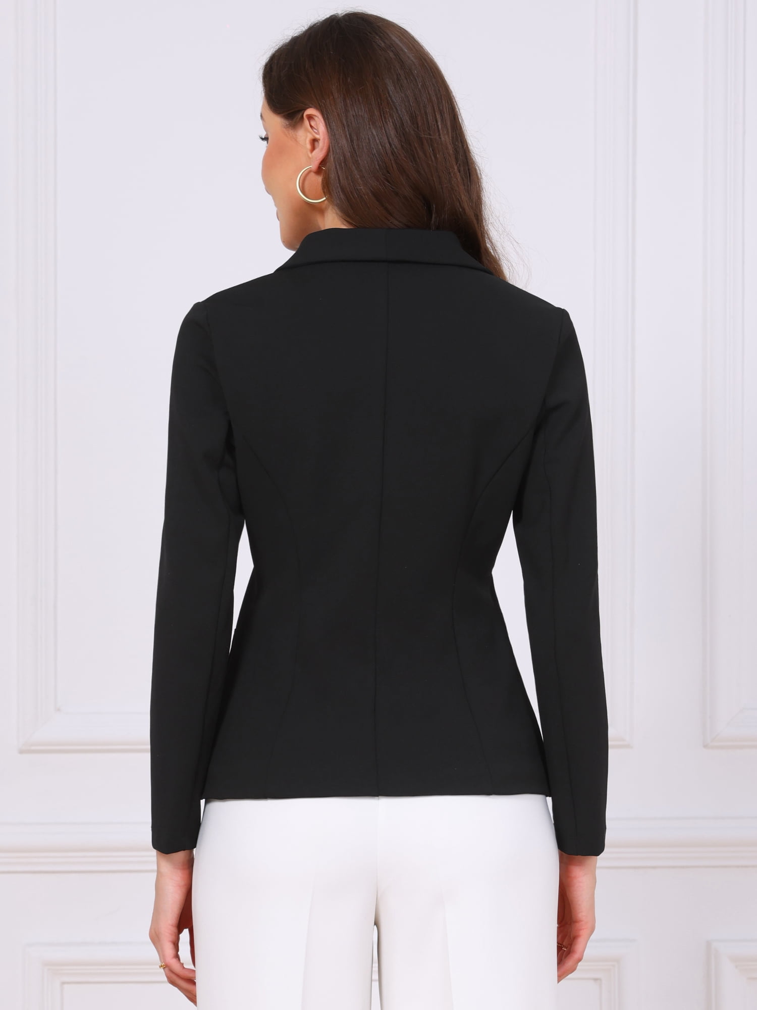 DARING DIVA Women's Blazers Shawl Lapel Long Sleeve Work Office Jackets M Black