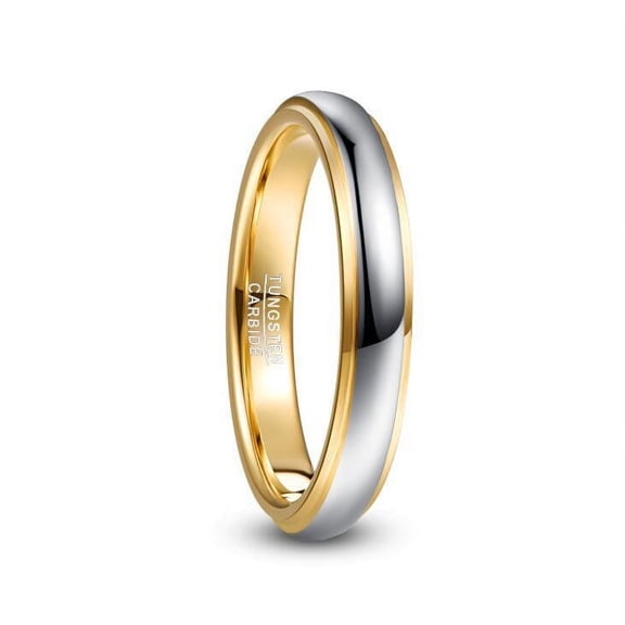 Fashion Tungsten Steel Ring for Men and Women, Two-Tone Gold and Silver Electroplated Finish, Simple and Stylish Design