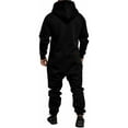 thumbnail image 3 of Rdhnmea Mens Fleece Lined Hooded Jumpsuit Full Zip  one-piece  Rompers One Piece Overalls Jogging Suit Tracksuit with Pockets, 3 of 4