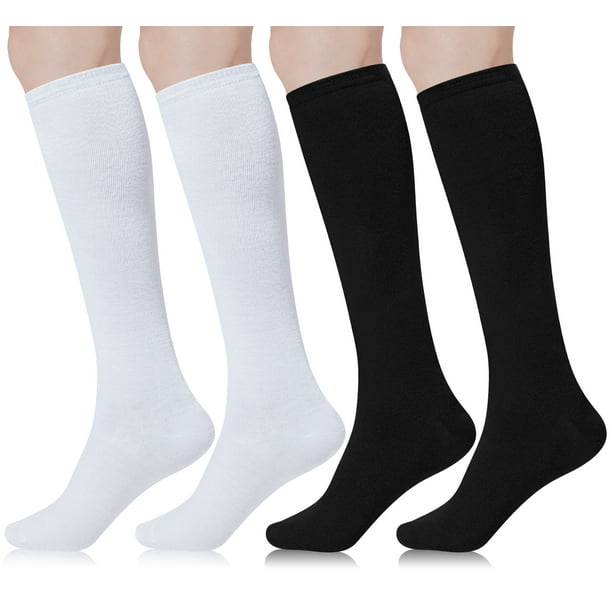 Loritta 4 Pairs Womens Knee High Socks, Casual Solid Knit Knee Socks ...