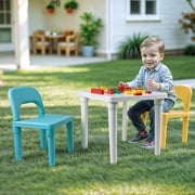Dolu Kids Table & 2 Chairs Set - Toddler Plastic Table and Chair Set - 3 Piece