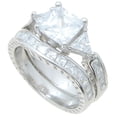 thumbnail image 2 of Princess Cut Trillion White CZ Wedding Engagement Ring Set Size 7, 2 of 4