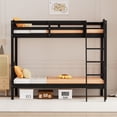 thumbnail image 2 of Ktaxon Twin over Twin Bunk Bed, Solid Wood Bed Frame with Guardrails, Space Saving Design for Bedroom, Black-Basic Version, 2 of 8