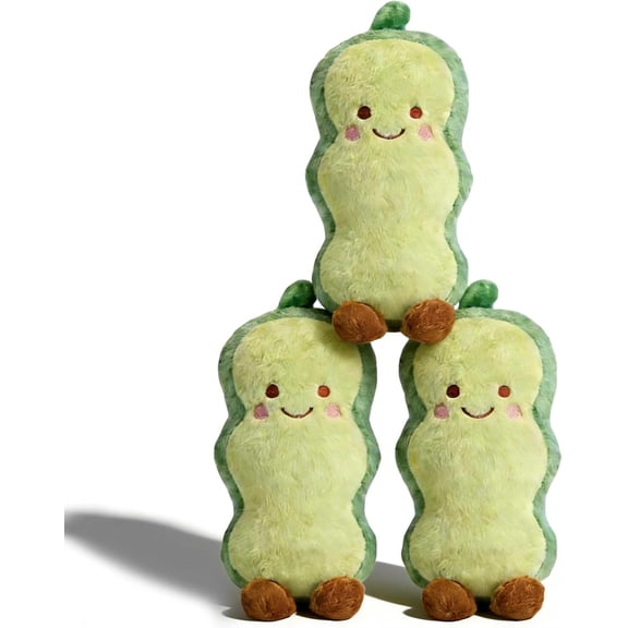 3 Pcs Small Pea Stuffed Animal, Pea Pod Plush Pillow for Emotional Support, Gift Giving, 10.6inch