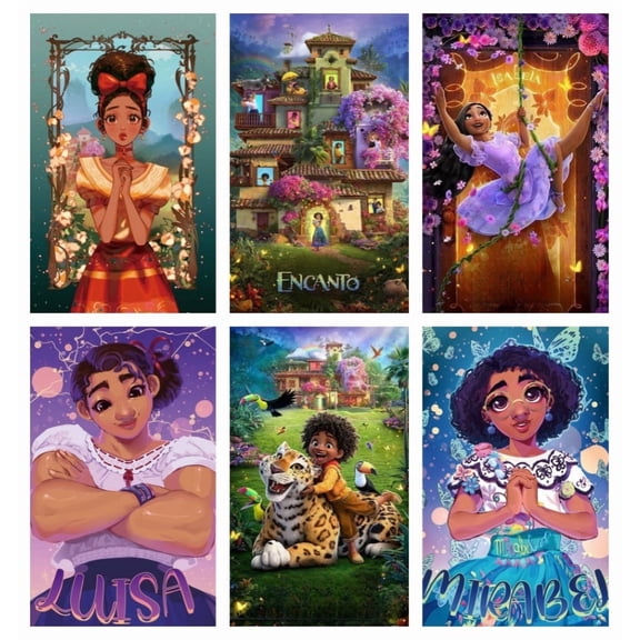 Unframed Encanto Watercolor Posters Set of 6 Pieces (8" x 10") for Kids Bedroom Wall Decorations Game Room Nursery Decor Unframed Cartoon Anime Art Paintings Poster Gift