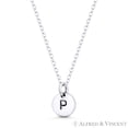 thumbnail image 2 of Initial Letter "P" Engraved Tiny 11x8mm (0.4"x0.3") Circle Pendant & Chain Necklace in .925 Sterling Silver, 2 of 3