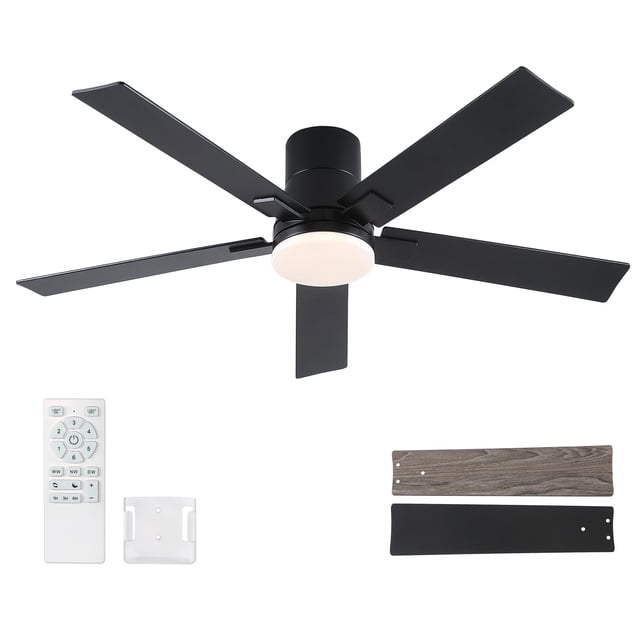 Ventilador de techo Rayqueen de 132 cm, 5 aspas, motor DC, LED y control remoto