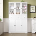 thumbnail image 6 of Homfa 4-Tier Bookcase with Glass Doors and Drawers, 67" H Painted Storage Cabinet for Living Room, Display Cabinet for Office, White, 6 of 10