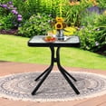thumbnail image 3 of Patiojoy Patio End Table Outdoor Metal Square Side Table w/Tempered Glass Tabletop Black, 3 of 6