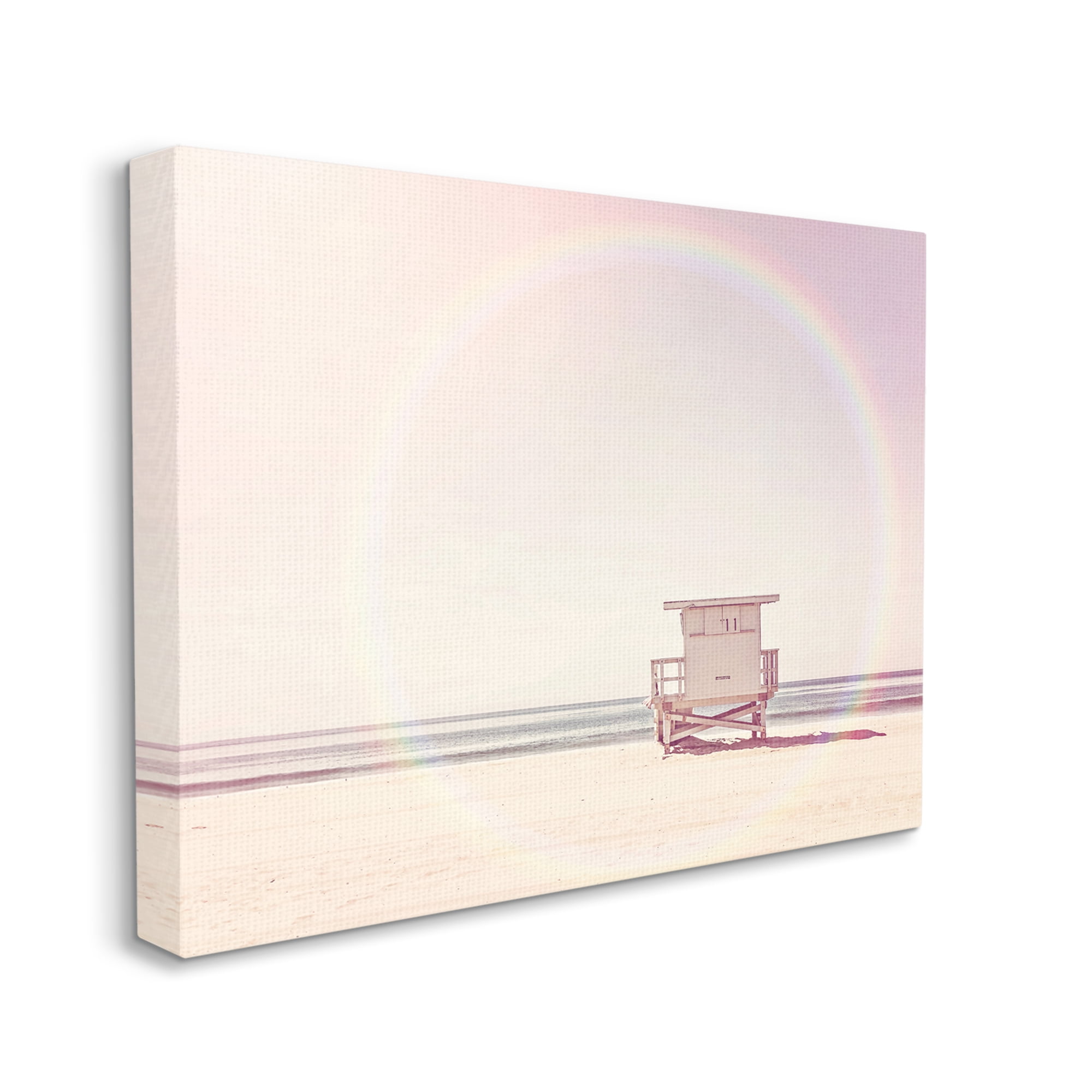 Stupell Industries Rainbow Beach Hut Photography Nature Photography Gallery Wrapped Canvas Print Wall Art, 40 x 30