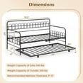 thumbnail image 3 of Costway Twin Daybed with Trundle Curved Backrest & Armrests Heavy-duty Metal Slats Black, 3 of 11
