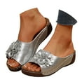 thumbnail image 3 of Fukaraa 2025 Platform Wedge Sandals Women Open Toe Beach Slides Floral Summer Shoes, 3 of 9