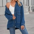 thumbnail image 7 of Usmixi 2023 Denim Jacket for Women Womens Jean Coats Vintage Button Down Lapel Stretchy Denim Coats Long Sleeve Casual Solid Loose Jean Outerwear with Pocket Winter Denim Jacket, 7 of 7
