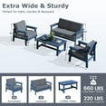 thumbnail image 2 of KINGYES 5PC Outdoor Conversation Set, All-Weather HDPE Patio Sofa Set with Cushions, 2 Armchairs, Loveseats & Coffee Table for Patio, Porch, Backyard, Blue Frame with Grey Cushion, 2 of 6