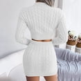 thumbnail image 4 of Vestido de punto para mujer, conjunto de dos piezas, top de cuello redondo y minifalda de punto, falda lápiz, conjunto de 2 piezas ajustado con elástico, vestido estilo jersey, manga larga, 4 of 6