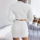 thumbnail image 4 of Vestido de punto para mujer, traje de dos piezas, top con cuello redondo y minifalda de punto, falda lápiz, conjunto de 2 piezas, vestido de jersey, monocolor, manga larga, jersey corto, vestido de, 4 of 6