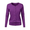 thumbnail image 2 of Womens Tops, Women's Round Neck Cardigan Knitted Long Sleeved Large Yards Loose Solid Color Short Sweater Jacket Cardigan, 2 of 4