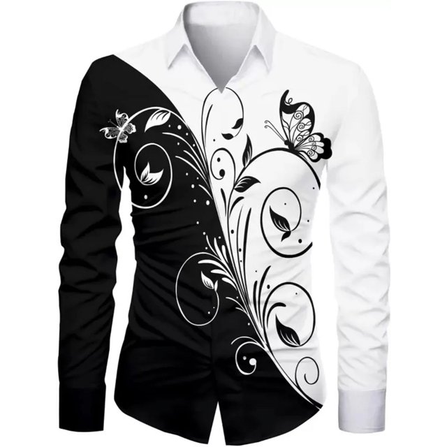 Nuevo patrón floral de alta definición de moda para hombres, color degradado de moda para hombres, informal, para fiestas al aire libre, suave y cómodo