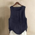 thumbnail image 1 of Womens Tank Tops, Womens Tank Top, Womens Solid Color Tank Top with Round Neck Faux Cotton and Linen Button Design and A Sense of Top with Round Neck Tank Tops, 1 of 3