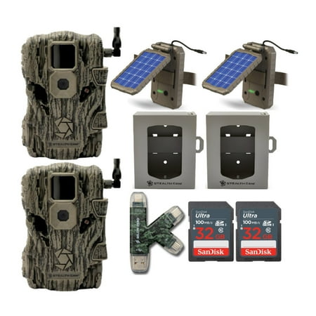 Stealth Cam Fusion X 26MP Trail Camera (2-Pack) with Solar Power Panel Bundle