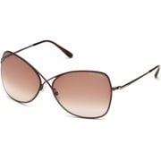 FT0250 Colette 48F 63MM Shiny Brown, Transparent Brown Temple Tips/Gradient Brown Butterfly Sunglasses for Women + FREE Complimentary Eyewear Kit