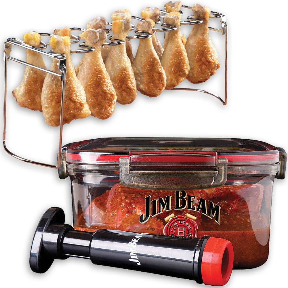 (Set) Chicken Grilling Rack And Jim Beam Vacuum Seal Quick Meat