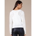 thumbnail image 4 of DARING DIVA Women's Long Sleeve Cropped Knit Button Up Crochet Cardigan XL White, 4 of 6