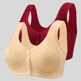 thumbnail image 2 of UngA Wireless Seamless Bras for Women Plus Size Daily Bra Push Up Bras No Underwire High Support Front Closure Front Snaps Full Coverage Easy Close Bras Wine,M, 2 of 3