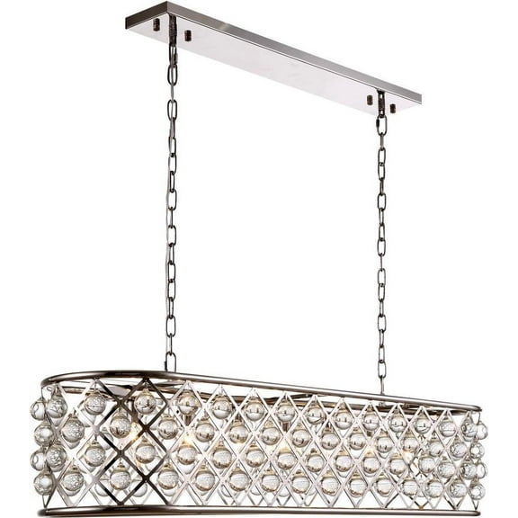 Island Pendant MADISON 7-Light Clear Crystal Polished Nickel Glass Smoot EL-3525