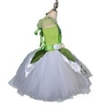 thumbnail image 5 of IBTOM CASTLE Kids Girls Halloween Cosplay Fancy Dress up Black and White Striped Ruffle Tulle Tutu Dress with Headband Carnival Birthday Outfit for Child 7-8 Years Green Crown, 5 of 8