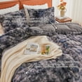 thumbnail image 4 of EMME Faux Fur Duvet Cover Twin-XL Size, 2 Pieces Soft Comforter Cover, Cozy Warm for Winter, Luxury Shaggy Bubble Bedding Sets , 1 Duvet Cover & 1 Pillow Shams (Twin-XL,Tie Dye Dark Gray), 4 of 5