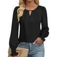 thumbnail image 2 of Women's Solid Color Fashion T - Shirt with Lock Hole and Pleated Design, 2 of 4