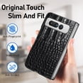 thumbnail image 2 of SaniMore for Google Pixel Fold 7.6" 2023 Case, Crocodile Texture PU Leather ull Protection with Tempered Glass Screen Protector Wear-resistant Vintage Folding Shell Shockproof Drop-resistant, Black, 2 of 8