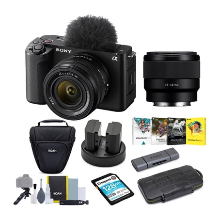 Sony Alpha ZV-E1 Camera with 28-60mm and 50mm Lens (ILCZV-E1L/B, Black) Bundle