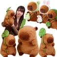 thumbnail image 2 of Peluche de capibara de dibujos animados, conejo, rana, dinosaurio, capibara, hoja de loto, paraguas, sombrero de fresa, peluche de animales de peluche, 2 of 5