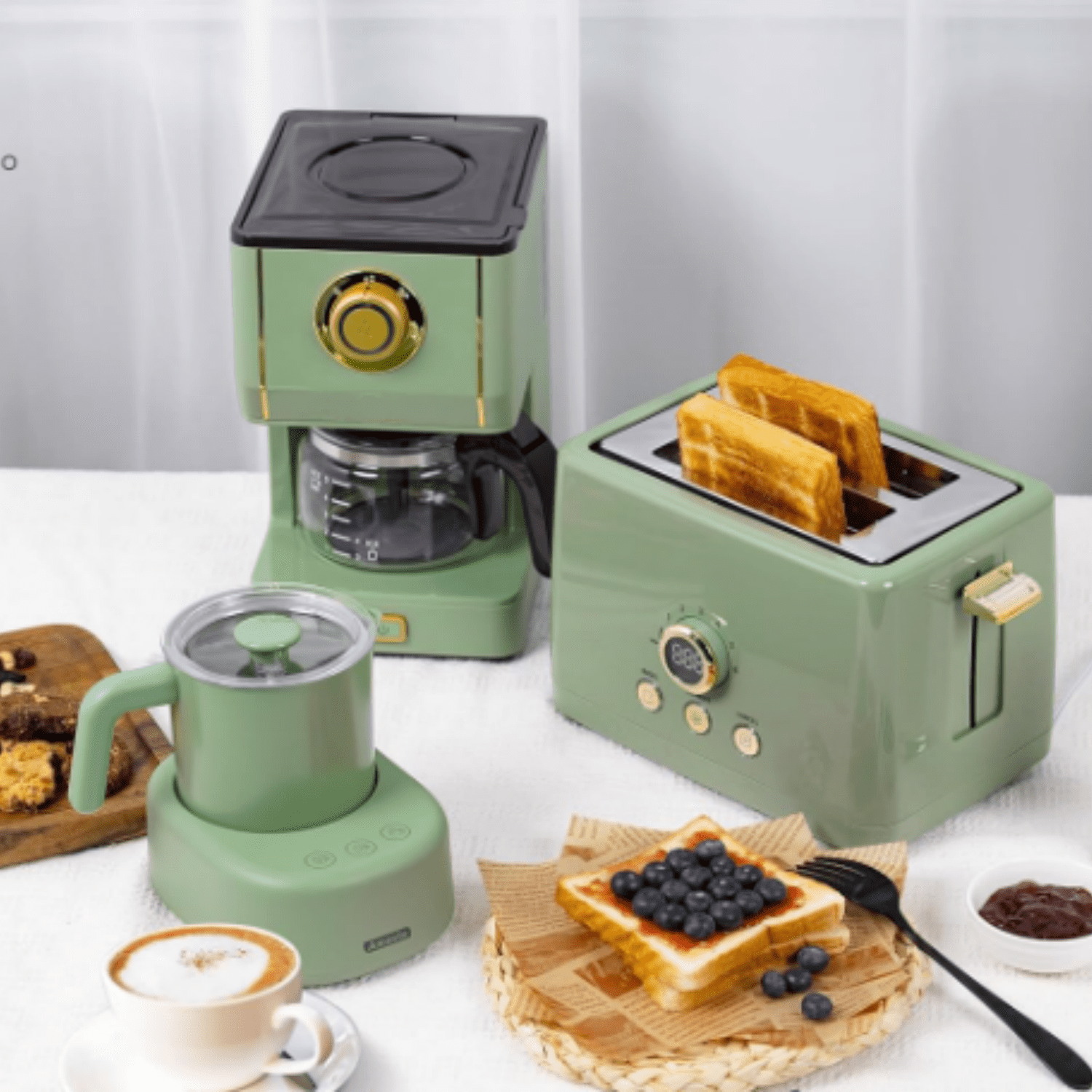 Drip Coffee Maker, Coffee Machine with 25 Oz Glass Coffee Pot, Retro Style Coffee Maker with Reusable Filter & Three Brewing Modes, 30minute-Warm-Keeping, Matcha Green